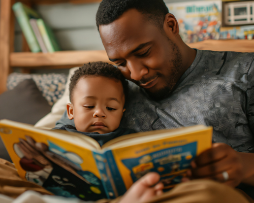 Father and Son Reading